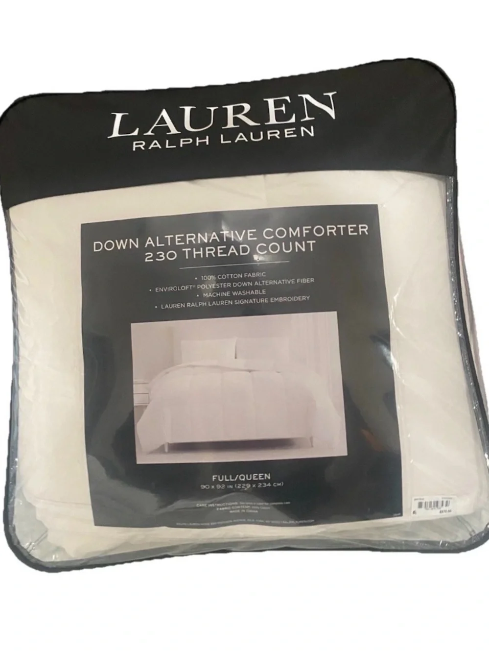 Lauren Ralph Lauren White 230-Thread Count Down-Alternative Comforter, Full/Quee